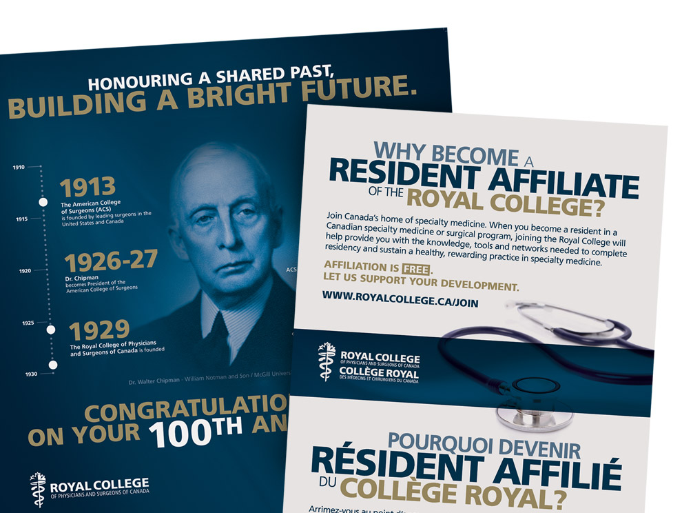 Royal College 100th Anniversary poster and Affiliate ad
