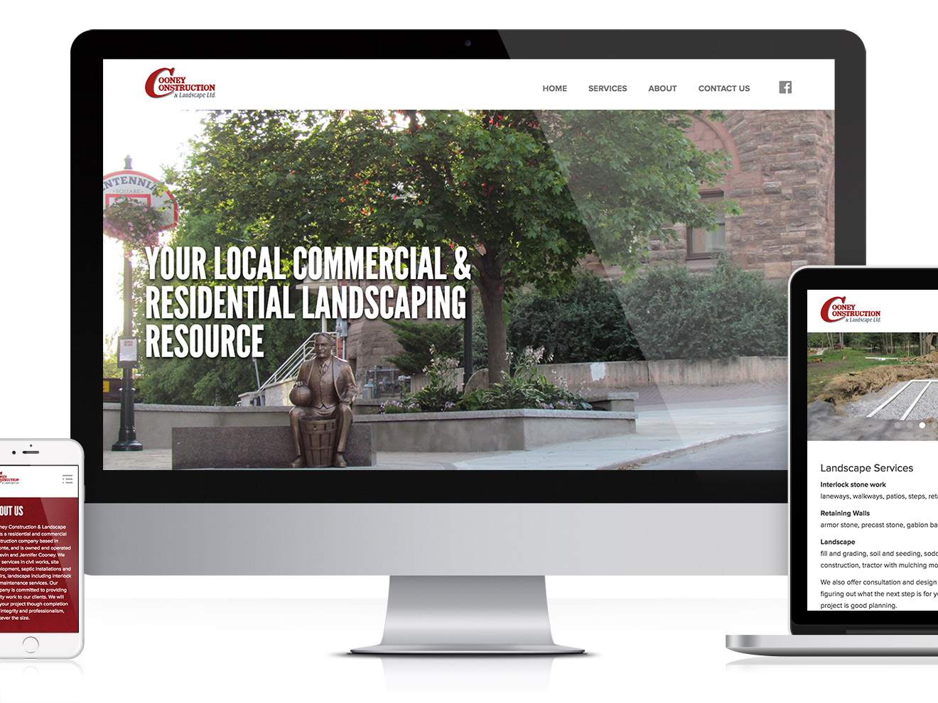 Cooney Construction website, multi-media responsiveness
