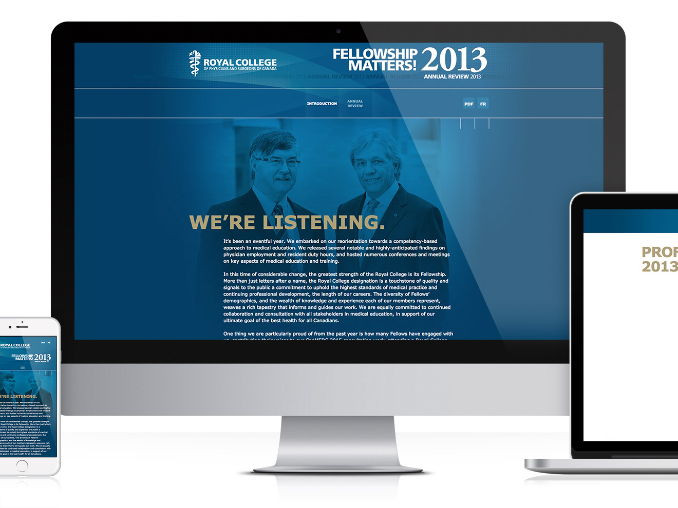 Royal College 2013 Annual Report microsite, multi-media responsiveness