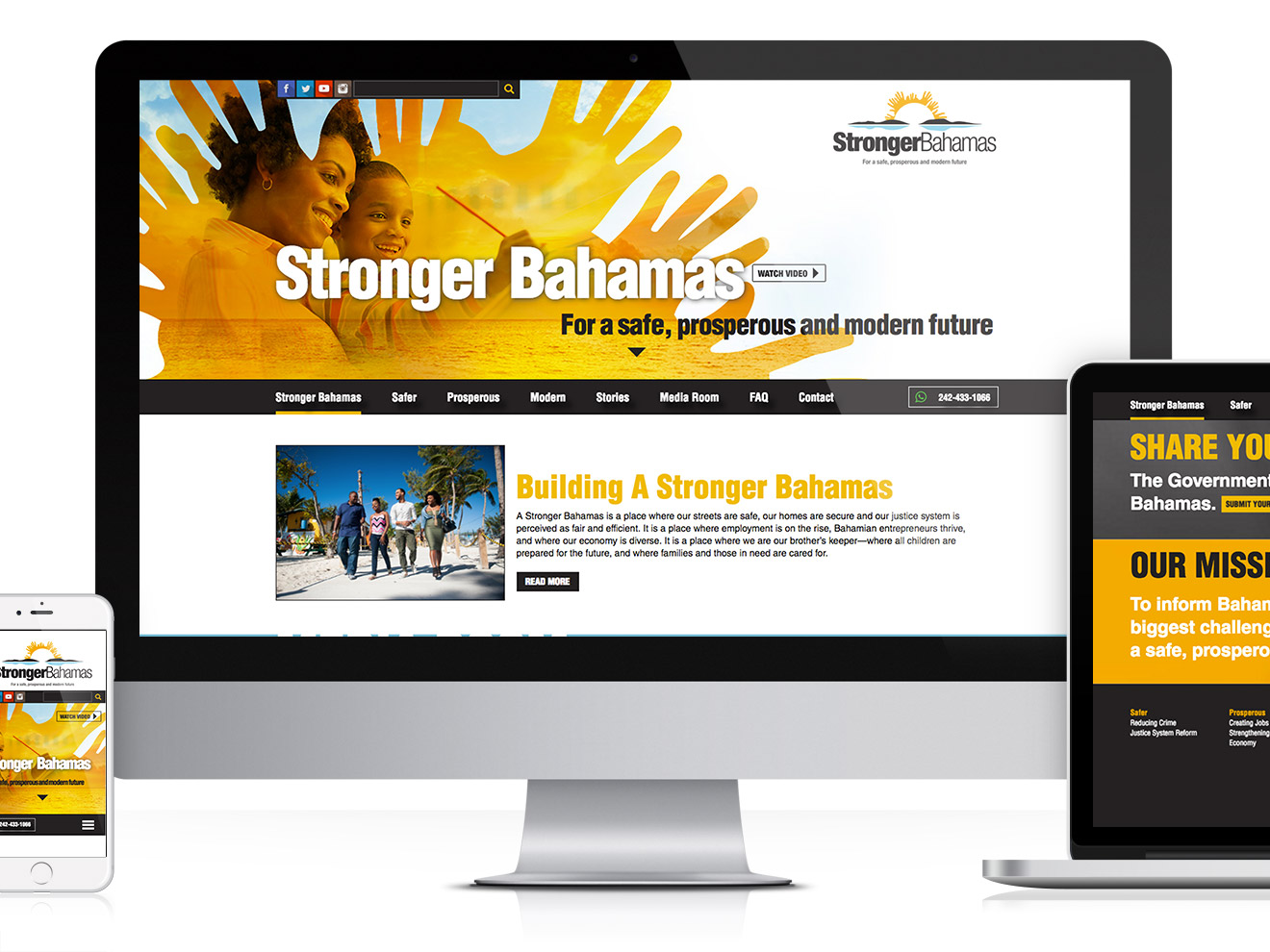 Stronger Bahamas website, multi-media responsiveness