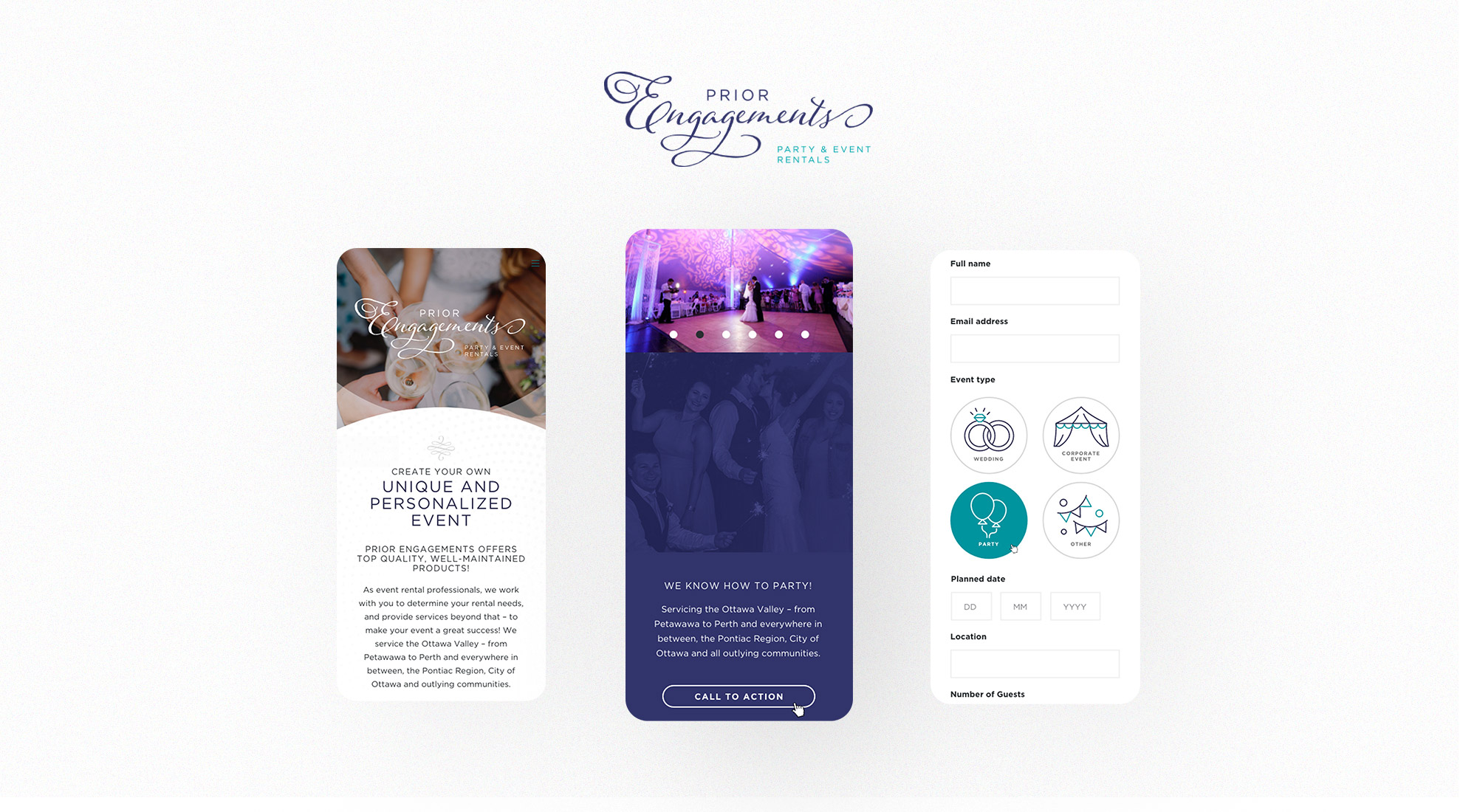 Prior Engagements Website on multiple devices